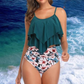 Cressida - Ruffle Tank Top &amp; High Waist Bikini - 2 Piece Tankini Set