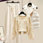 Nicole - Three-piece women's cardigan jacket, loose sweater and wide trouser legs