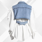 Rebecca | Women's denim vest - blouse with puff sleeves