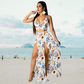 Amalia - Halterneck top and long skirt with split summer set