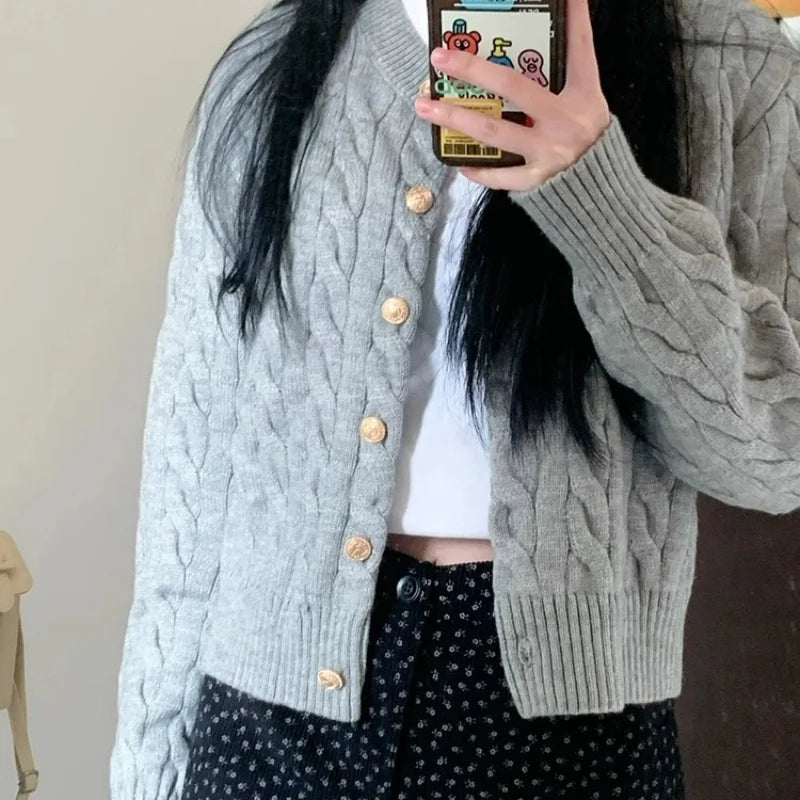 SLOANE | CABLE-KNIT CREW CARDIGAN