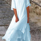 Avianna - Double layered dress with short sleeves and round neckline