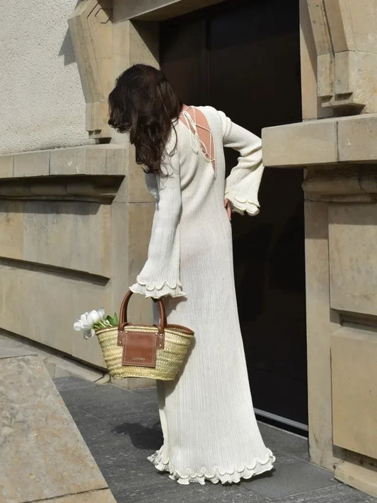 Zora - Knitted maxi dresses with ruffles