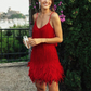 Happiness - Elegant Cocktail Dress for Women with Sequins and Feathers