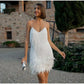 Happiness - Elegant Cocktail Dress for Women with Sequins and Feathers