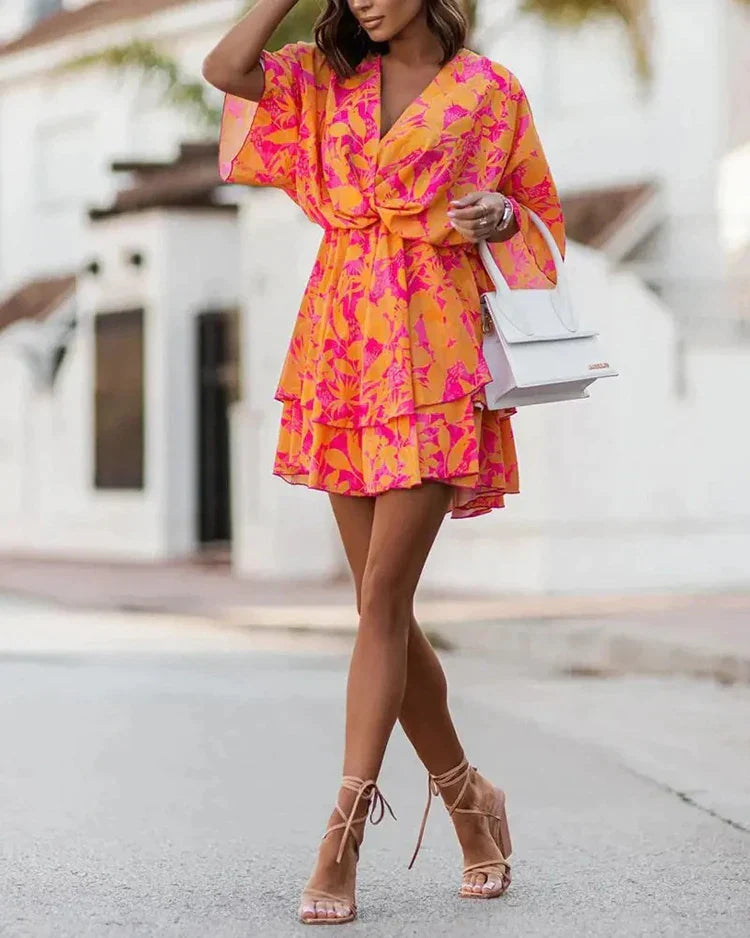 Fern - Ruffled floral print dress