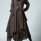 Ravy - Fall print long sleeve retro long dress