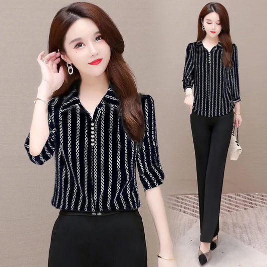 Stylish Women's Chiffon Blouse with Buttons & Turn-down Collar – Fenya