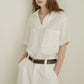 Light and Timeless Short Sleeve Linen Blouse for Women V-Neck – Milena
