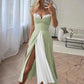 Lendina - High-quality satin dress with spaghetti straps, split bandage and suspenders