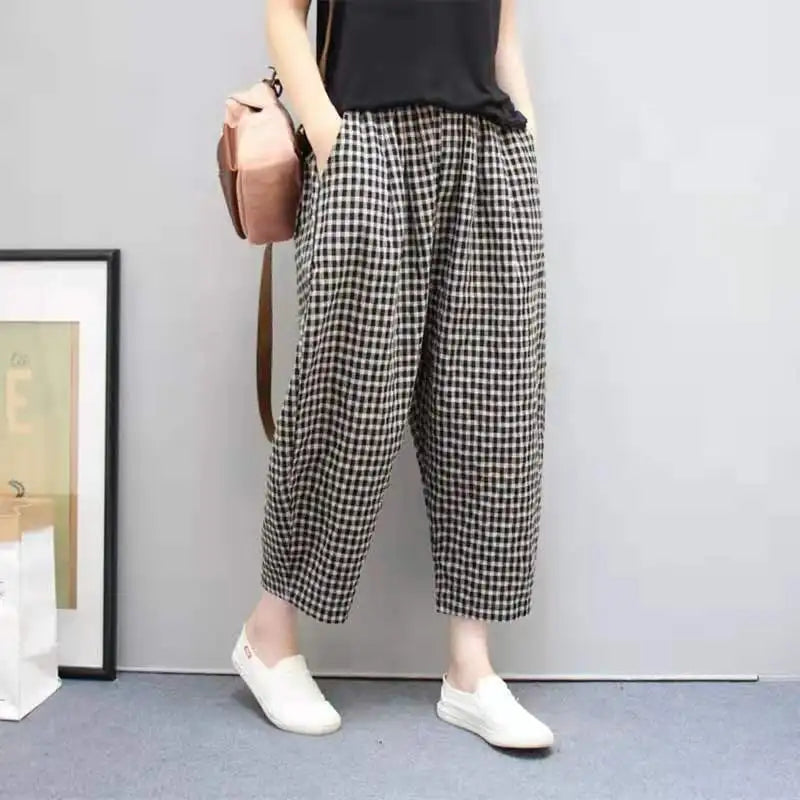 Wennyfred - Summer checked fashion trousers