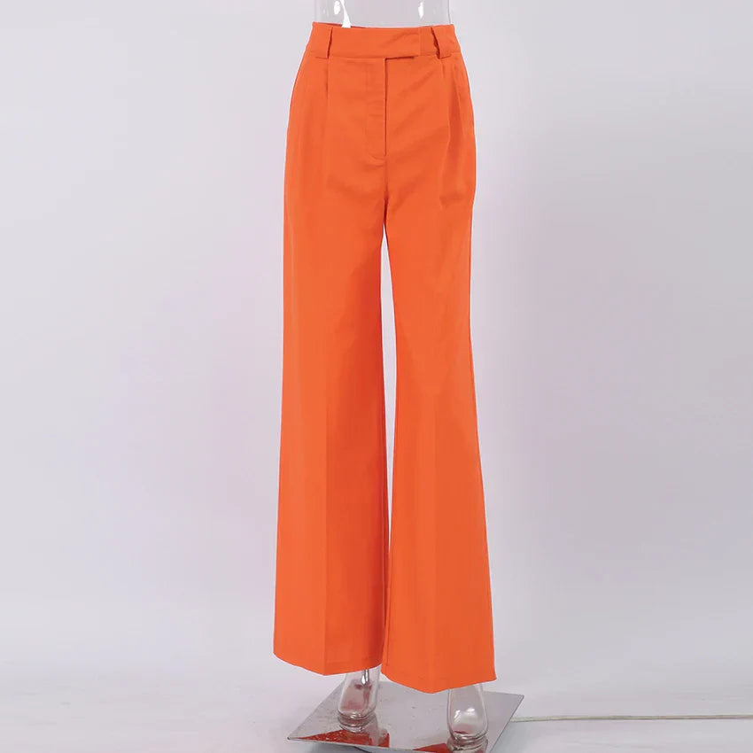 Evelien | Orange linen women's trousers