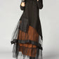 Corine - Patchwork dress with long sleeves and round neck