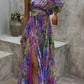 Lilac - Purple Print Side Split One Sleeve Sexy Maxi Dress
