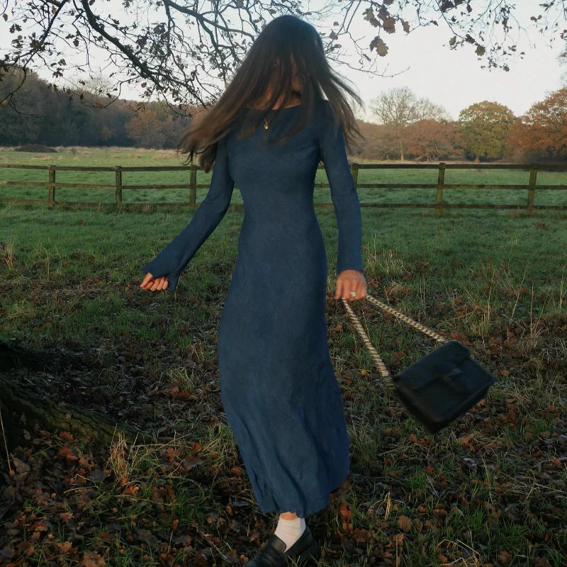 Eudora - Long Sleeve Trumpet Maxi Dress