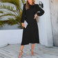 Anita - Luxurious, monochrome A-line evening dress with a round neckline