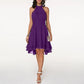 Women's Elegant Cocktail Dress with Neckholder and Ruffle - Sleeveless A-Line Evening Dress for Parties & Events