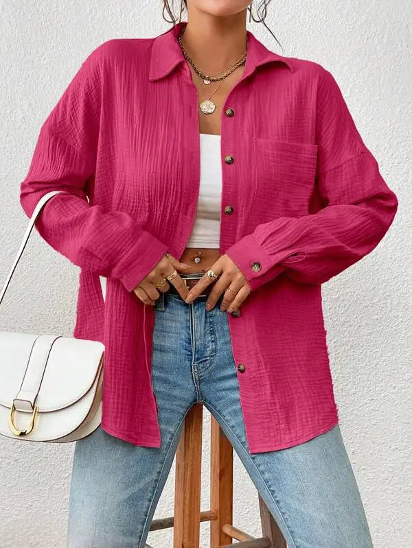 Ivona | - Women's casual long sleeve turn-down collar blouse