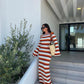 Eva - Knitted Striped Backless Maxi Dress