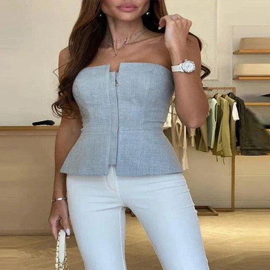 Women's Tank Top with Round Neck in Breathable Material – Malia