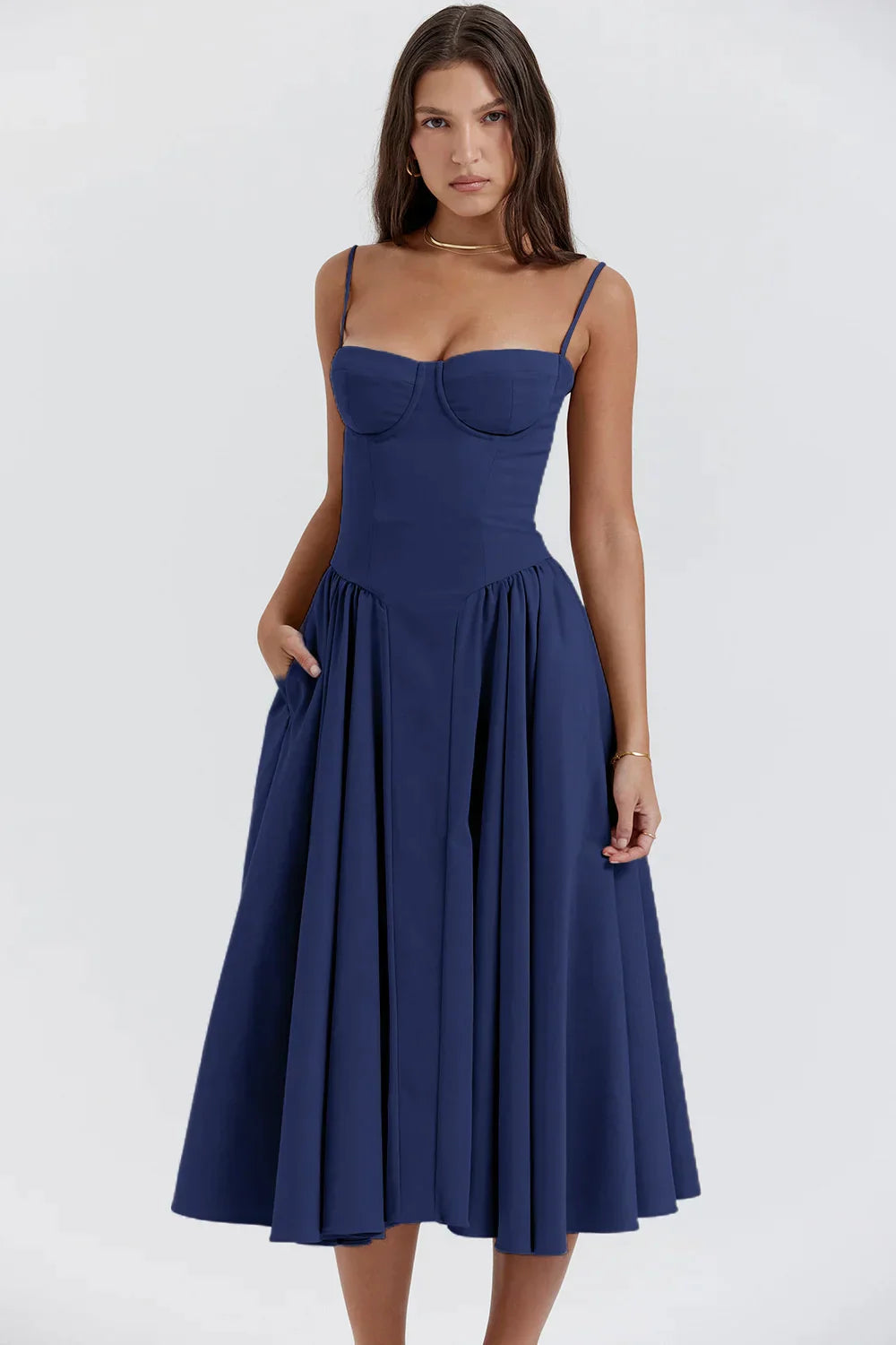 Dahlia - Elegant pleated strapless dress