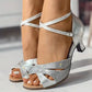 Fannie - Women's sandals with glitter heel