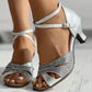 Fannie - Women's sandals with glitter heel