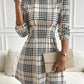 Florette - Checked dress with round neckline
