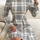 Florette - Checked dress with round neckline