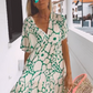 Women's Boho Maxi Dress – Flowy Summer Dress with Floral Print & V-Neck for Beach & Vacation