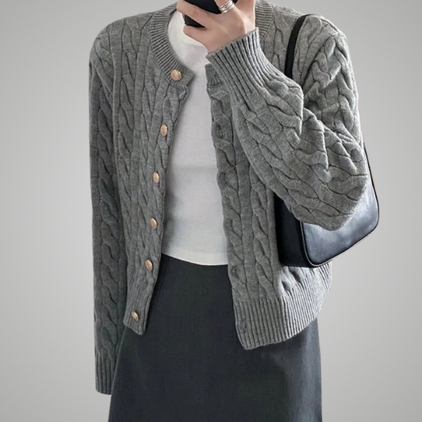 SLOANE | CABLE-KNIT CREW CARDIGAN