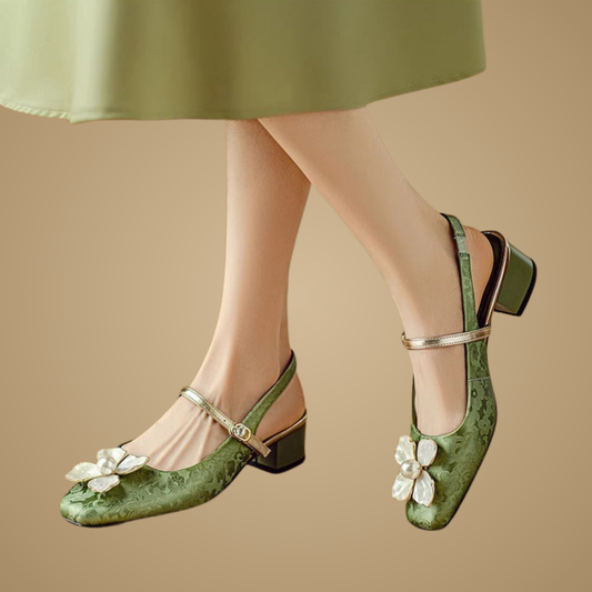 JAYLENE | FLORAL PEARL STRAP HEELS