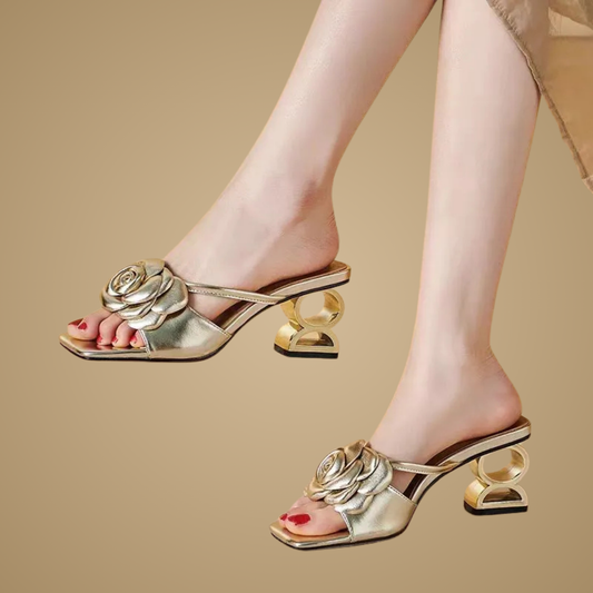 KHALEESE | SCULPTED ROSE HEEL SANDALS