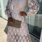 Liah - Romantic, sensual and elegant midi dress with lantern sleeves in crochet lace