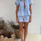 Andreana - Cotton blouse and shorts, tied at the front