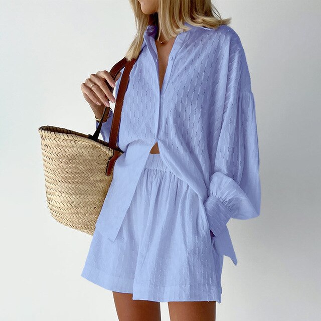 Arabella - Casual Loose Set [Shirt+Shorts]