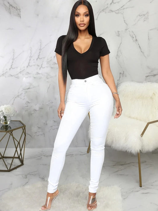 Adeline - Casual high waist elastic jeans