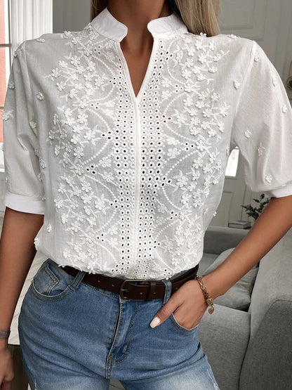 Minali | Floral Embroidered Blouse With Lace - Summery & Chic