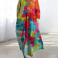 Anastasia - Colorful printed dress with V-neckline