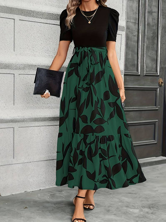 Luna – dress with floral print and round neckline