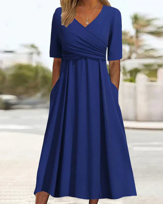 Prianka - Short Sleeve Crossover Wrap Dress