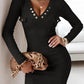 Esmerelda - Ribbed V-Neck Bodycon Dress