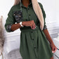 Nora - Elegant Sequin Pocket Lace Button Shirt Dress