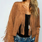 Amelia - Open jacket with fringed hem in suede look