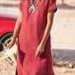 Kyla - Summery midi dress with round neck and short sleeves
