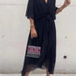 Luisa – green chiffon dress with V-neck