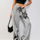 Sally - Wide leg trousers with smoke print and drawstring