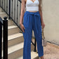Harlet - Plain casual pants with tie