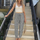 Lulu - Casual leopard print sweatpants with fixed bottom