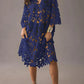 Lenie - Flowered midi dress with eyelet lace